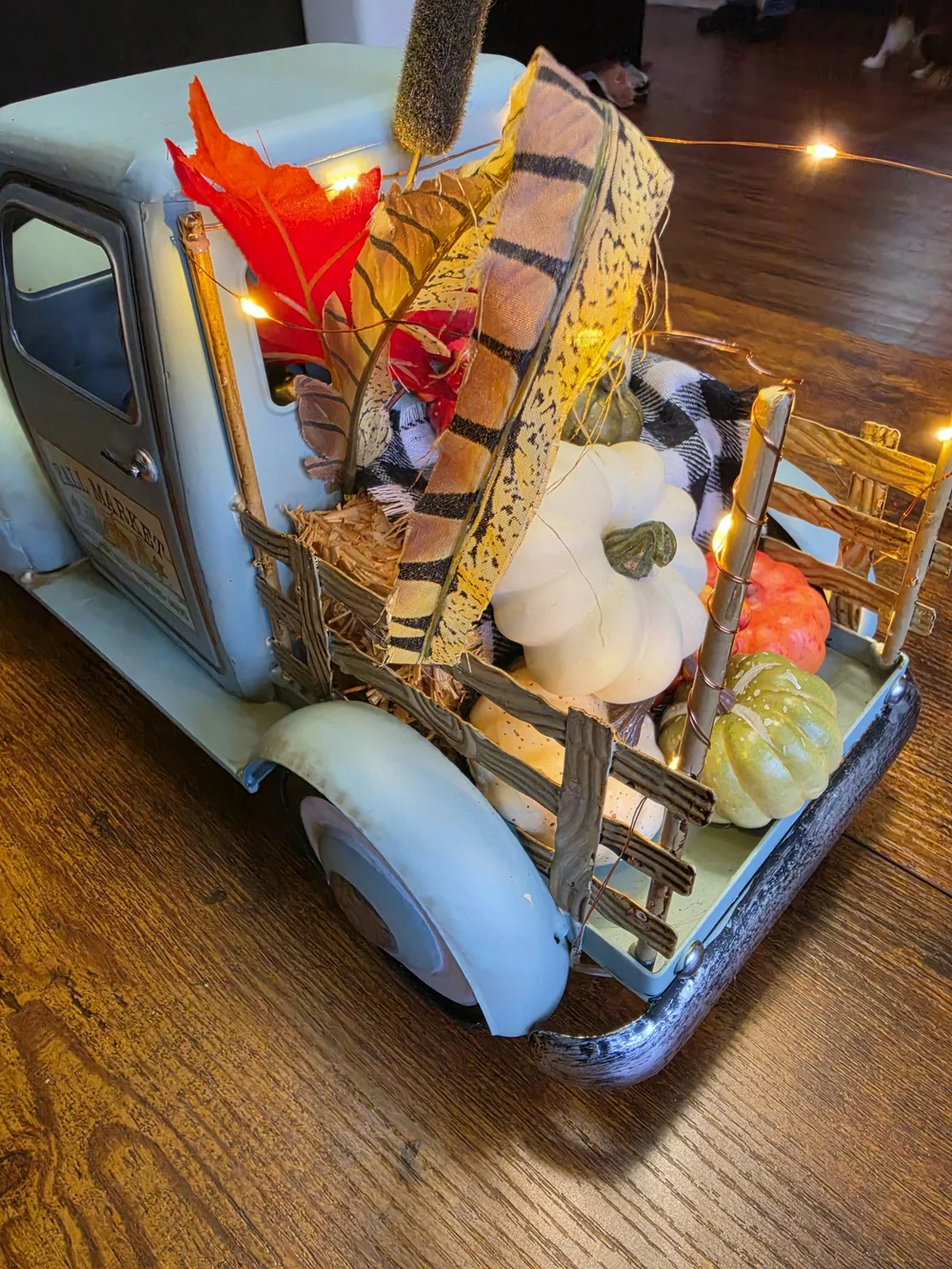 Source Unknown Light Blue Fall Market Farmhouse Truck Accent